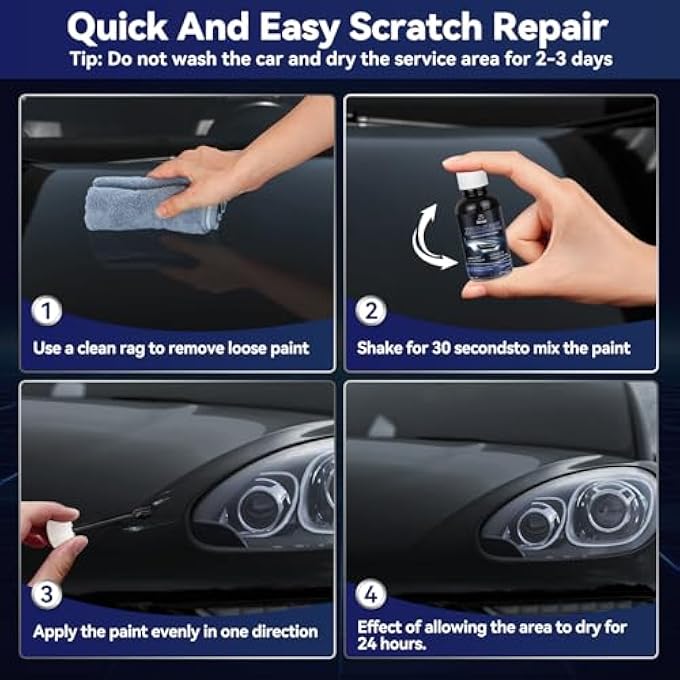 SENVEN CAR BLACK PAINT TOUCH UP CARS SCRATCH REPAIR FOR VEHICLES, RIM HIGH-GLOSS BLACK PAINT PEN 30ML QUICK DRYING AUTOMOTIVE SCRATCH REPAIR, NON-TOXIC 1.5 OZ EASY TO USE - Image 5